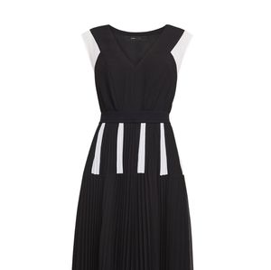 BCBG Black & White Pleated Midi Dress